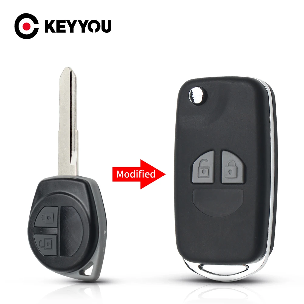 

KEYYOU For Suzuki Swift Grage Vitara Alto 2 Buttons Flip Folding Car Key Case Shell Upgrade Remote Key with button pad