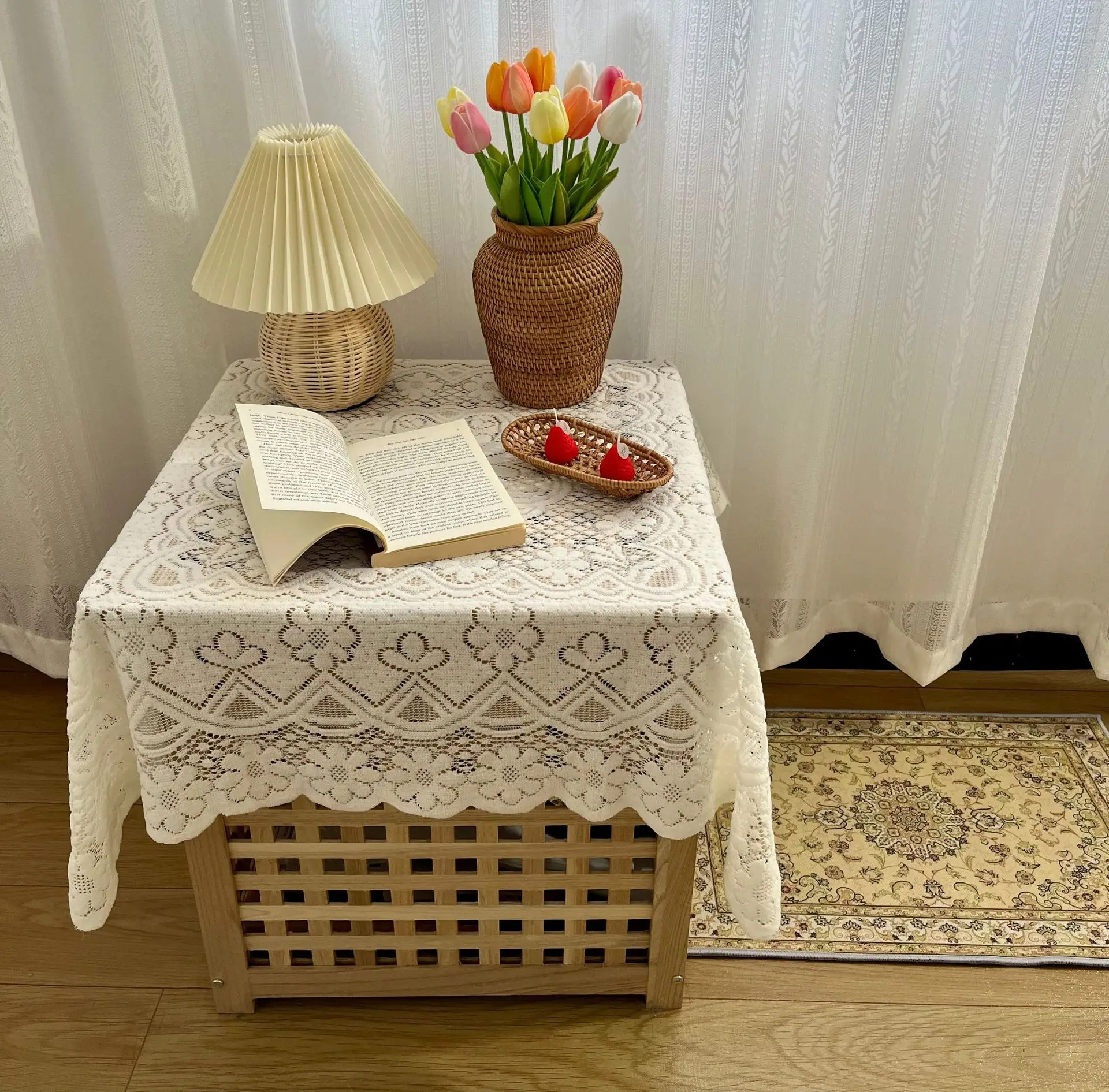 Bedside Table Sofa Wedding Decor Refrigerator Dustproof Cover