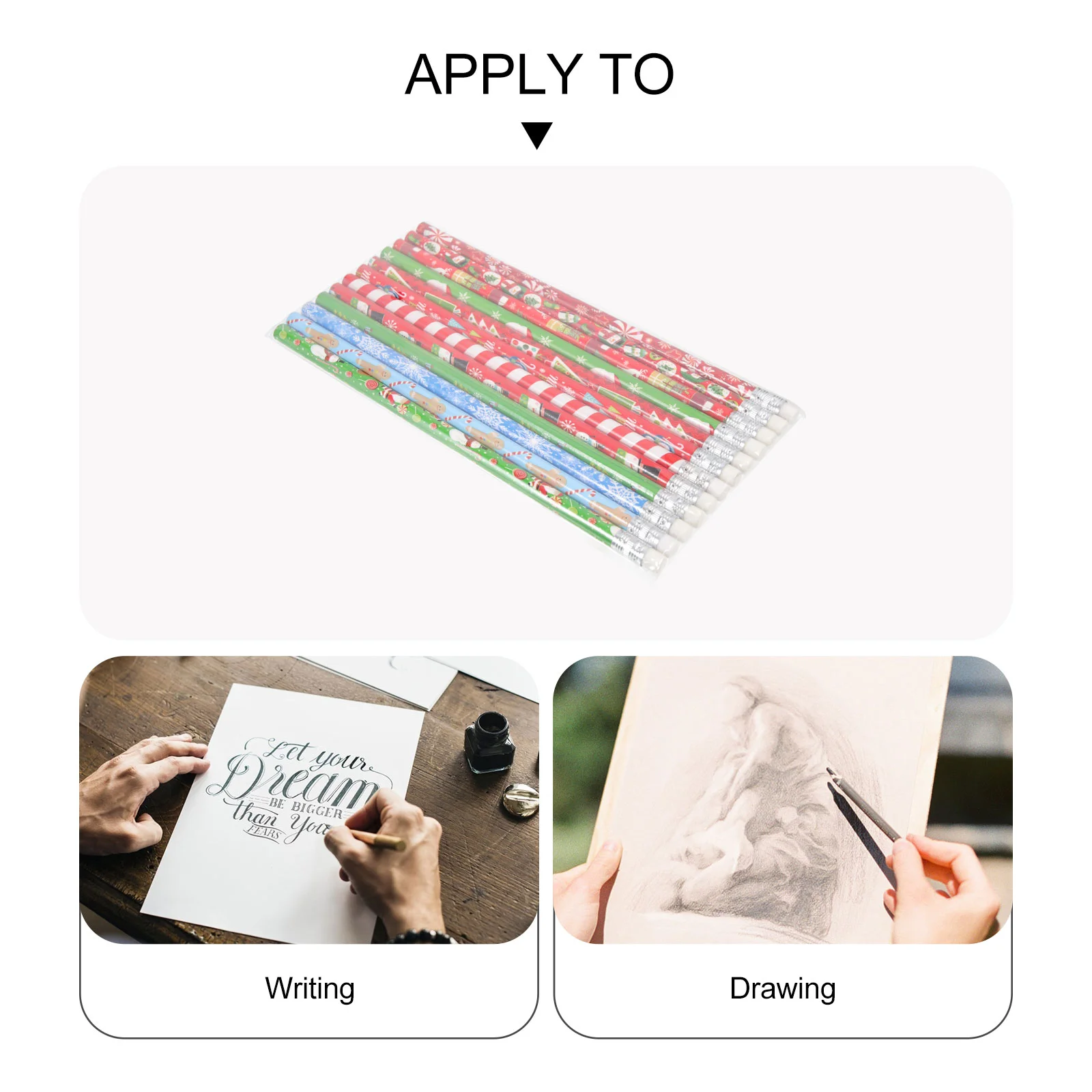 

Pencilskids Christmas Writing Drawing Wood Stationerystudents Winter School Bulk Sharpened Holiday Graphite Erasers Party Favors