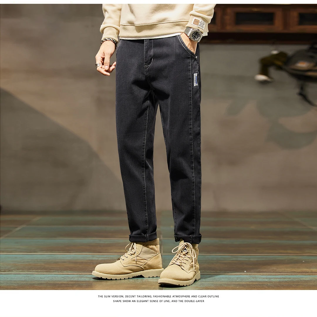 Fashion Hip Hop Youth Street Jeans New Men Casual Business Loose Straight Denim Pants Male Luxury Clothing Brand Black Trousers