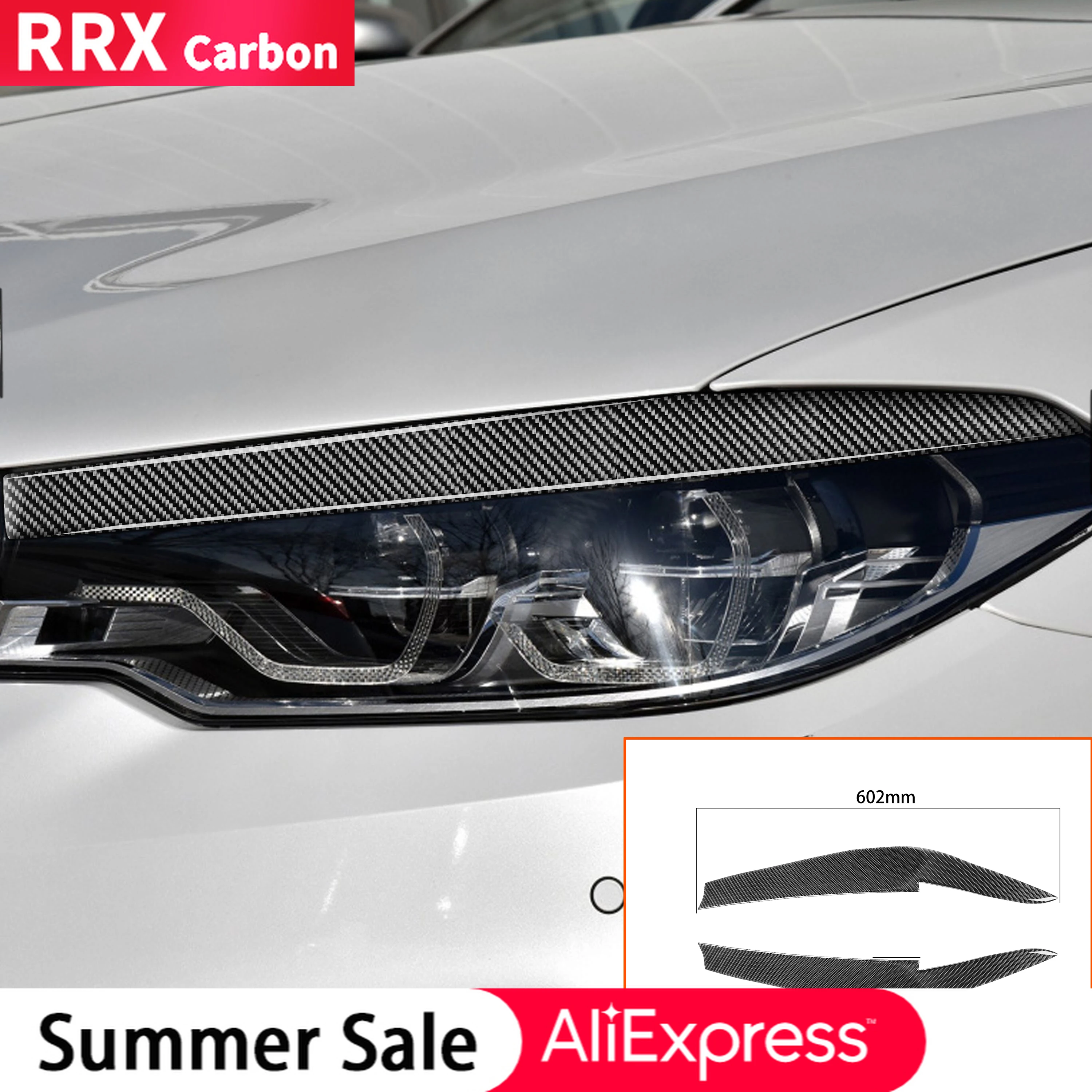 

For BMW 5 Series G30 G38 2018 Carbon Front Headlight Eyebrows Eye Lids Protection Cover Headlamp Refit Sticker Car Accessories