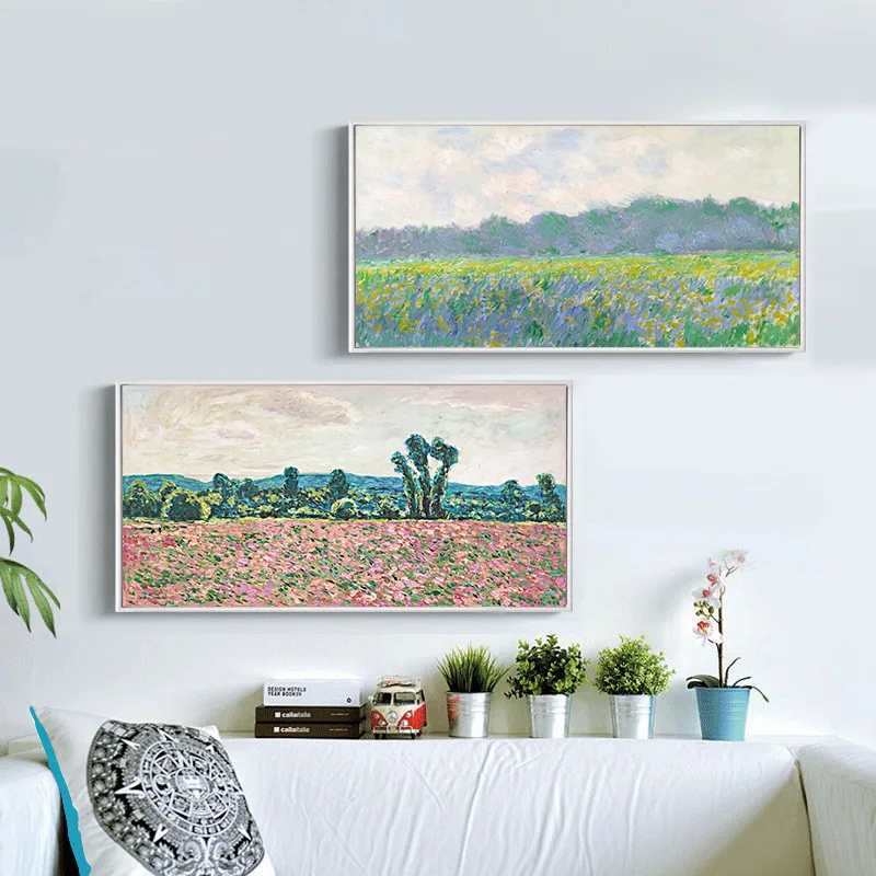 

Claude Monet Fields Landscape Oil Painting on Canvas Print Modern Abstract Art Wall Poster and Prints Nordic Home Decor Picture