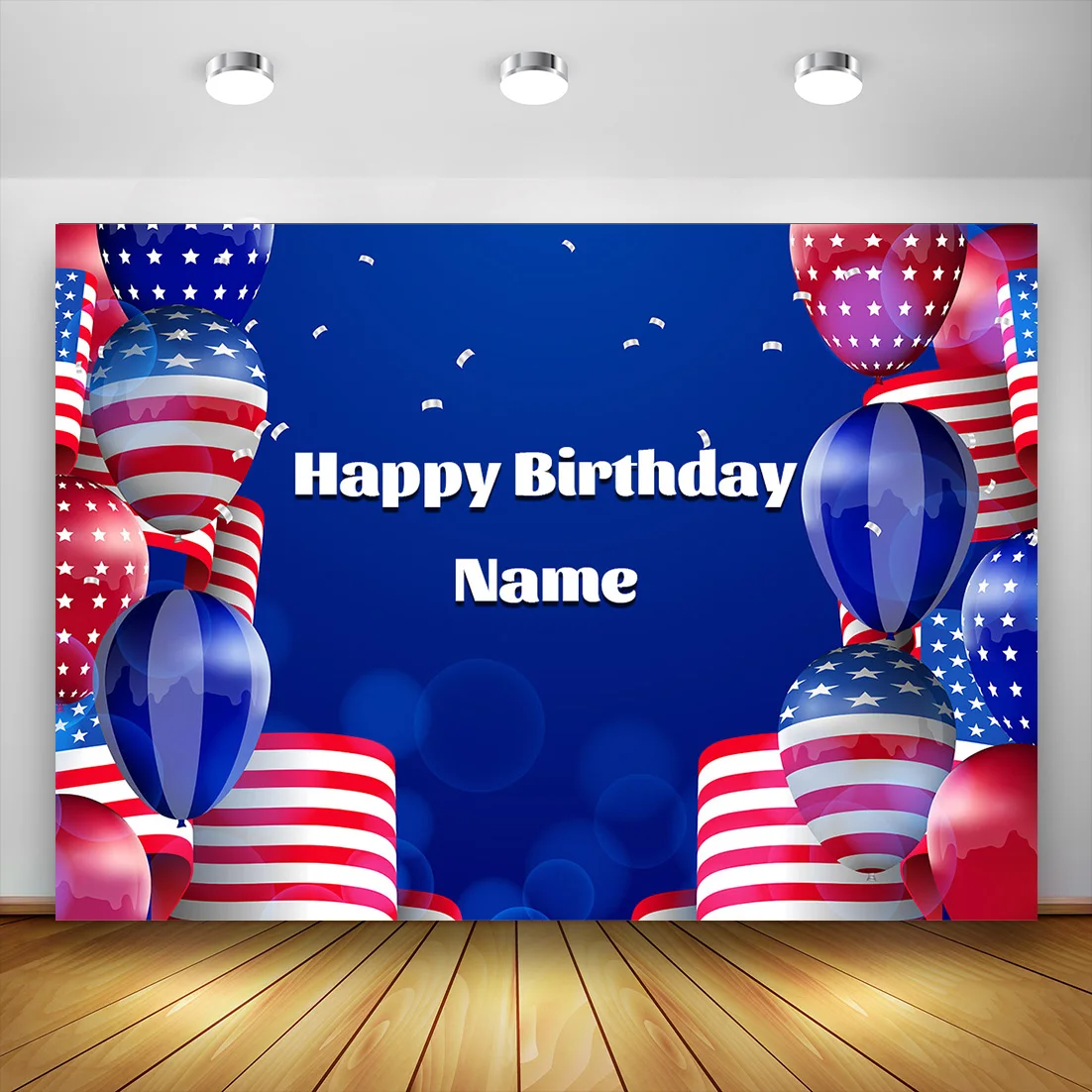 

Custom Name Photophone Backdrops American Flag Theme Birthday Banner Photo Background Children Baby Men Party Decor Photocall