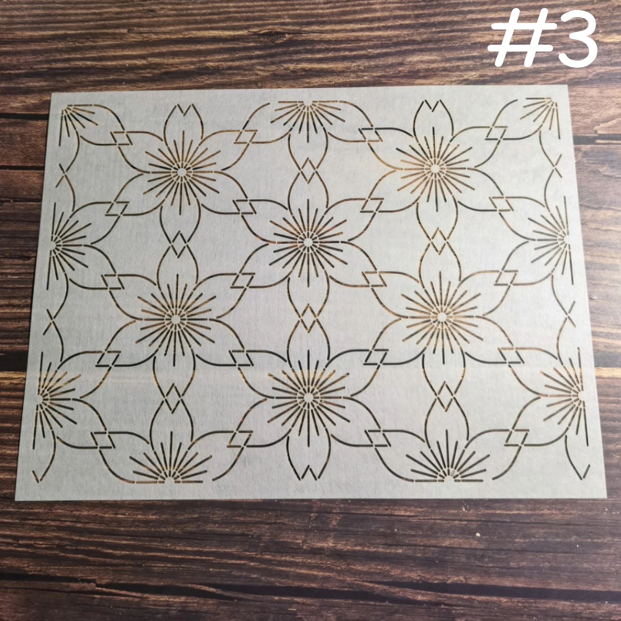 Трафарет Sashiko шаблон для вышивки форма стежки одеял 3 варианта шаблона фотография