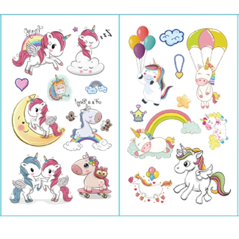 

2022 Hot 10pcs Kids Tattoo Cartoon Rainbow Unicorn Fake Tattoo Sticker Set Temporary Tattoos Waterproof Art Tatoo Hand Arm