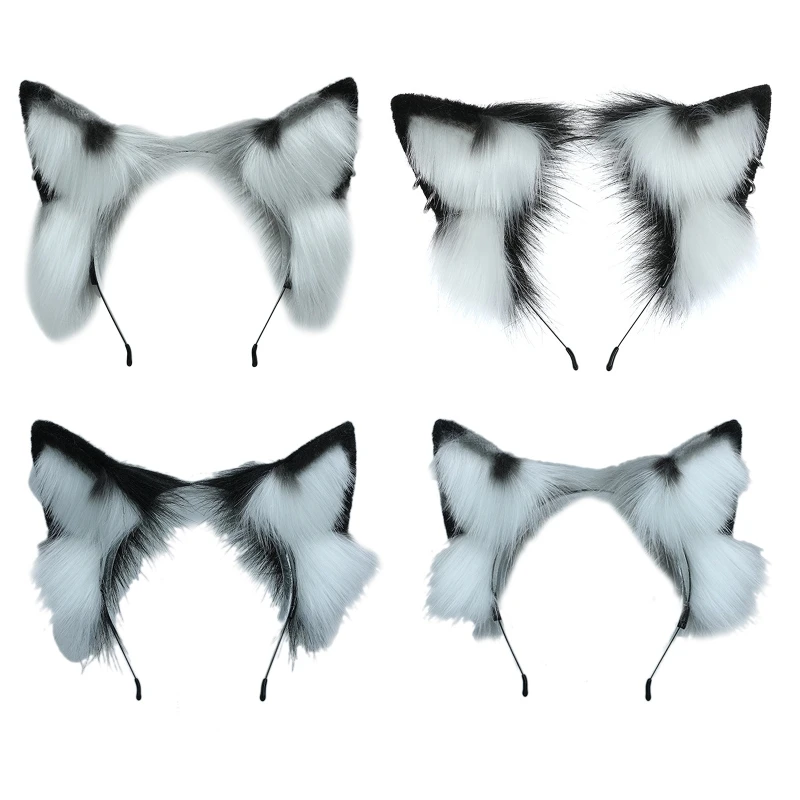 

L21E Women Girls Cute Cartoon Fox Ears Shaped Headband Multi Color Hair Hoop Makeup Wash Face Christmas Party Headpiece