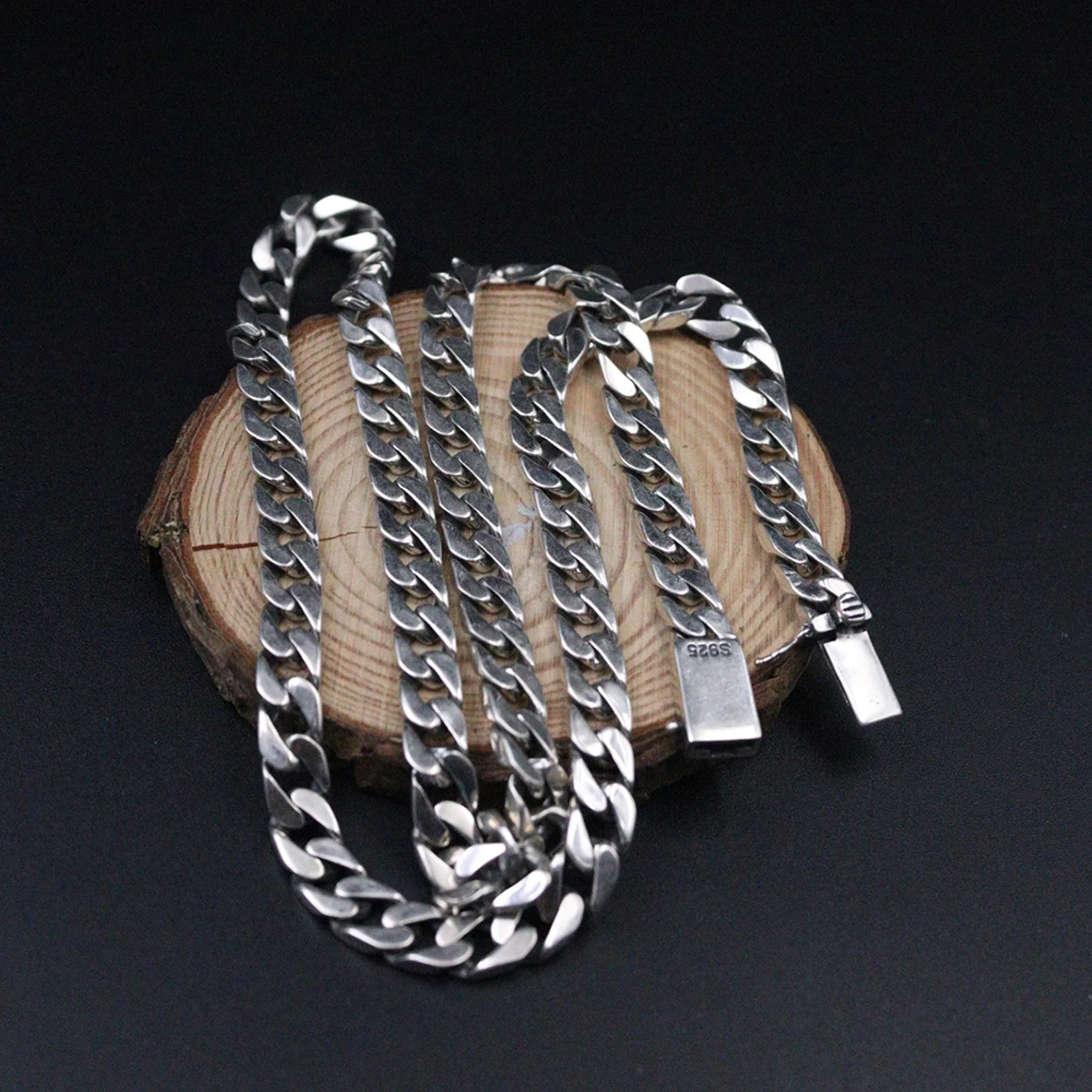 Женское серебряное ожерелье для мужчин цепочка панцирного плетения 7 мм Вт