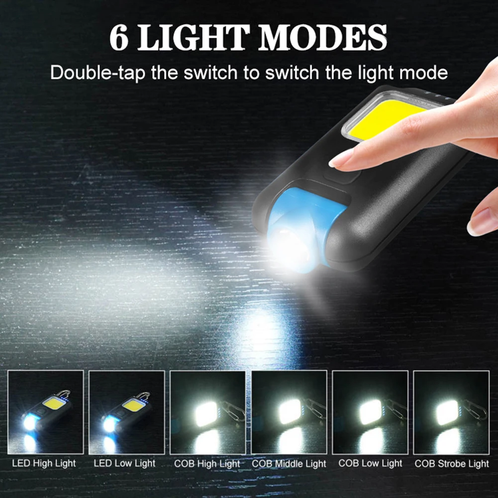 

Portable Mini Flashlight Rechargeable COB Keychain Light USB Charging Emergency Lamps LED Work Light for Outdoor Camping