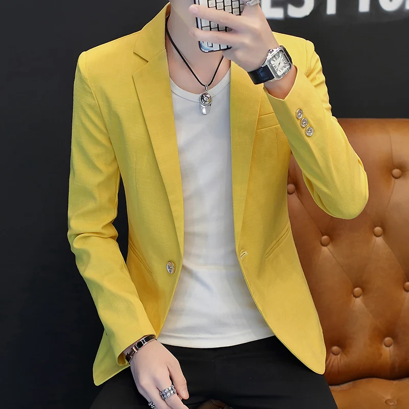 

2023 Spring and Autumn New Small Suit Male Korean Version Slim Single West Young Students Casual Solid Color Suit Jacket Men's J