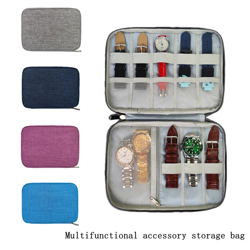 

6colors Convenient Multifunction Portable Watchband Watch Strap Traveling Nylon Zipper Box Organizer Oxford Storage Bag