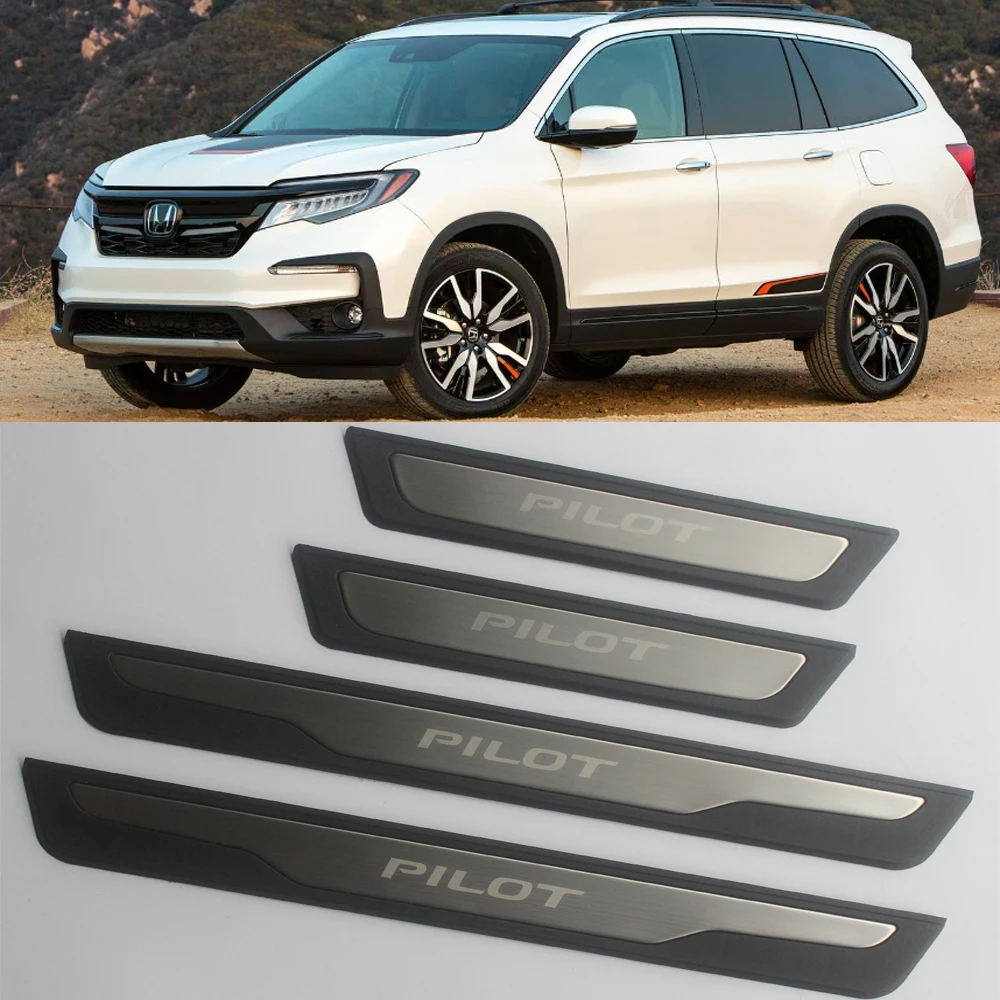 

Стайлинг автомобиля, Накладка на порог из нержавеющей стали, защитная накладка, накладка на пороги для Honda Pilot 2016-2021 3-я