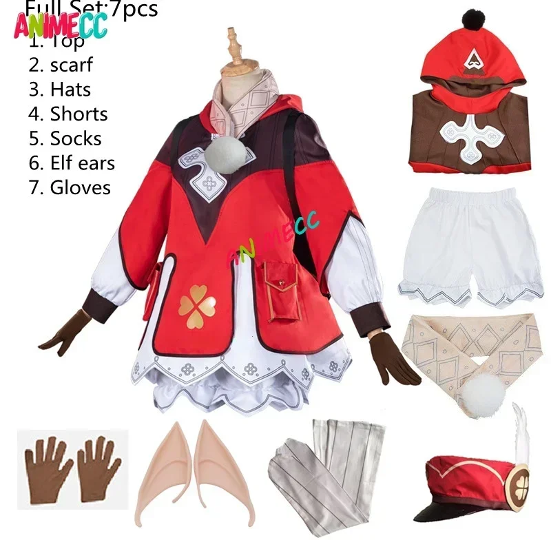 Костюм для косплея ANIMECC Klee Genshin ударопрочный костюм парик платье рюкзак аниме