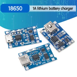 Зарядная плата TP4056 18650, 5 В, 1 А, Micro USB 18650, type-c, литиевая батарея, модуль зарядного устройства + Двойная функция защиты