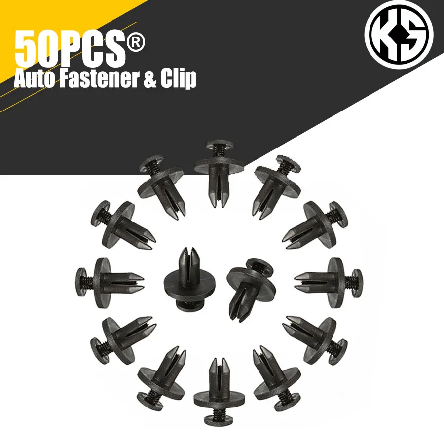 

50pcs 6mm Auto Fastener Car Clip Bumper 6mm Plastic Rivets Fasteners Screw Cover Car Door Trim Panel Clip Fasteners for Toyota