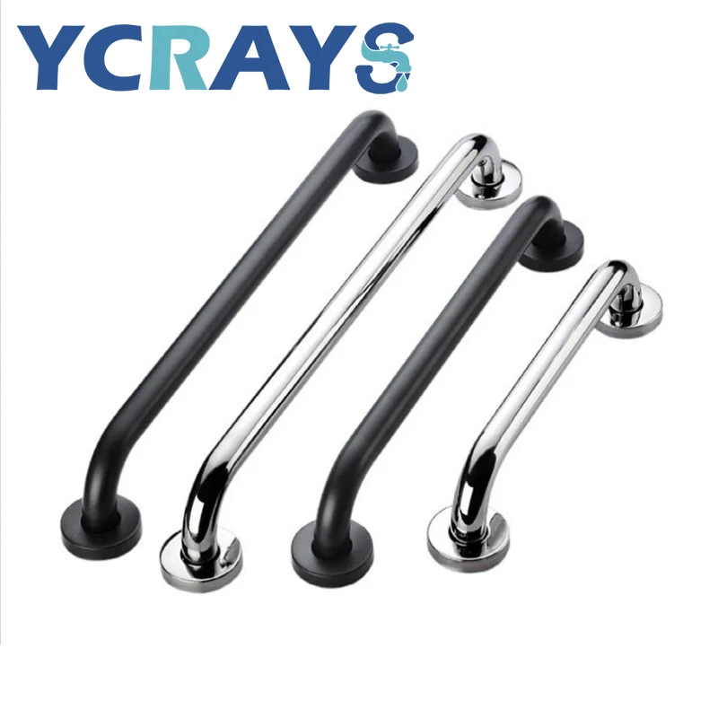 

YCRAYS Black Chrome Stainless Steel Toilet Handrail For Bathroom Bathtub Safety Grab Bars Door Handle Towel Rack WC Accessories