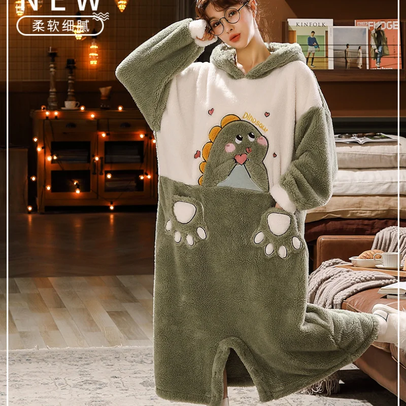 Ladies pajamas rompers Coral fleece thickens onesies for adults  in winter