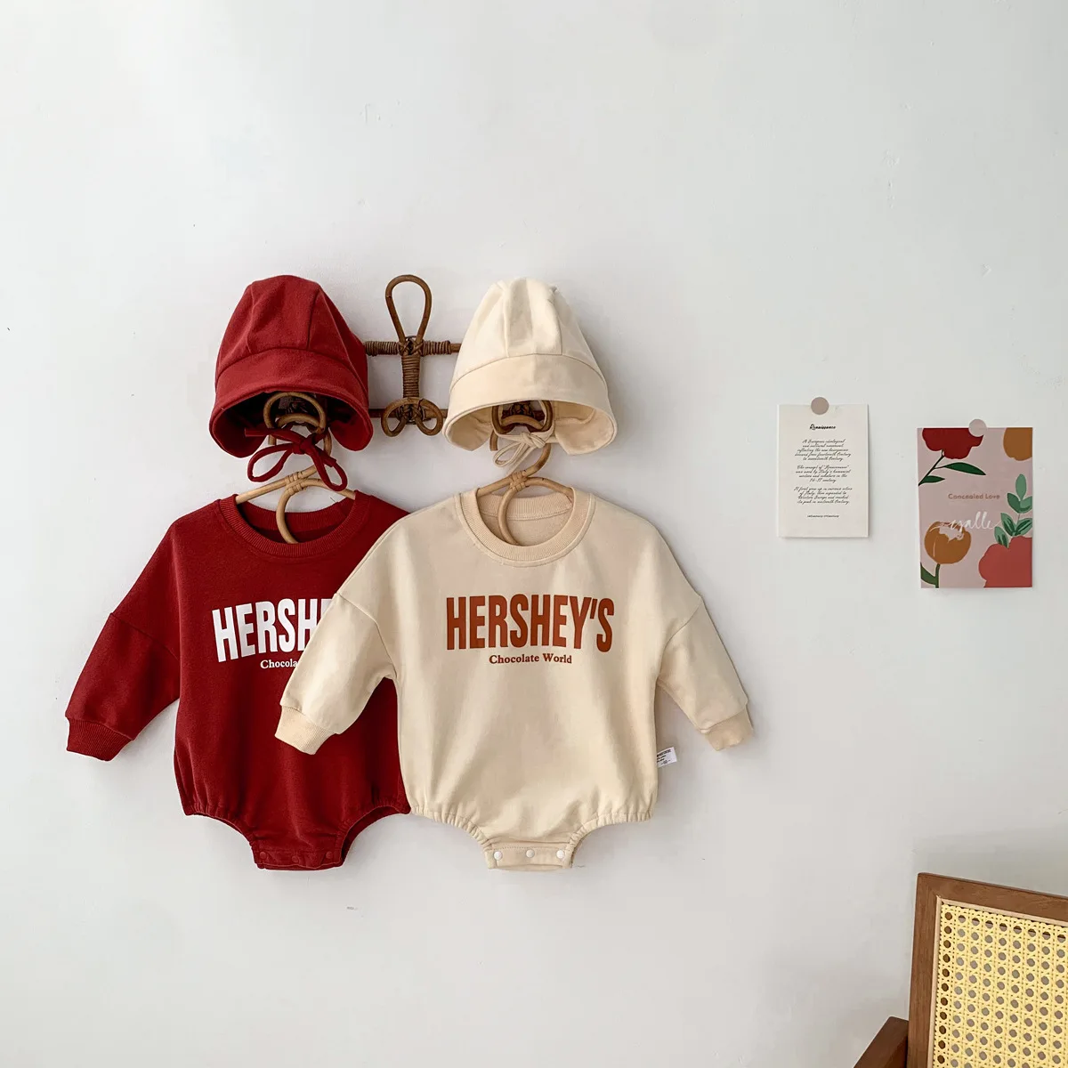 

New Spring Baby Bodysuit Cotton Round Neck Letter Print Baby Girls Boy Romper Newborn Unisex Sweater Jumpsuit Clothes With Hat