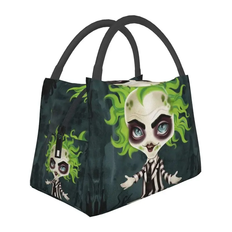 

The Ghost Beetlejuice Insulated Lunch Tote Bag for Women Horror Movie Resuable Thermal Cooler Bento Box Outdoor Camping Travel