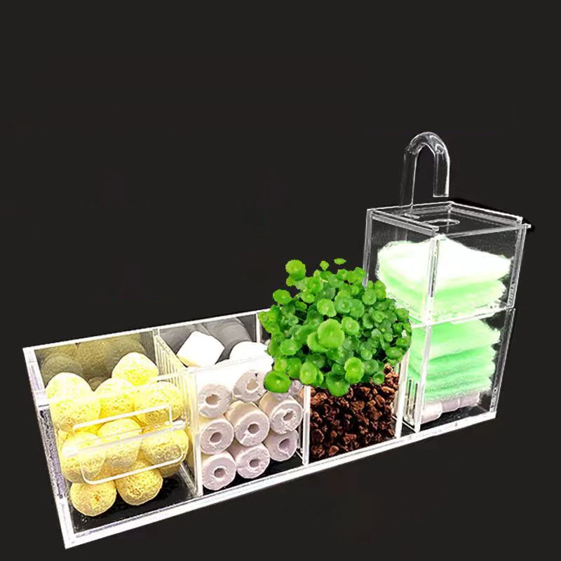 

2-5 резервуаров, прозрачный акриловый аквариумный фильтр с базовым фильтром, набор материалов для аквариума, настенный фильтр для аквариума