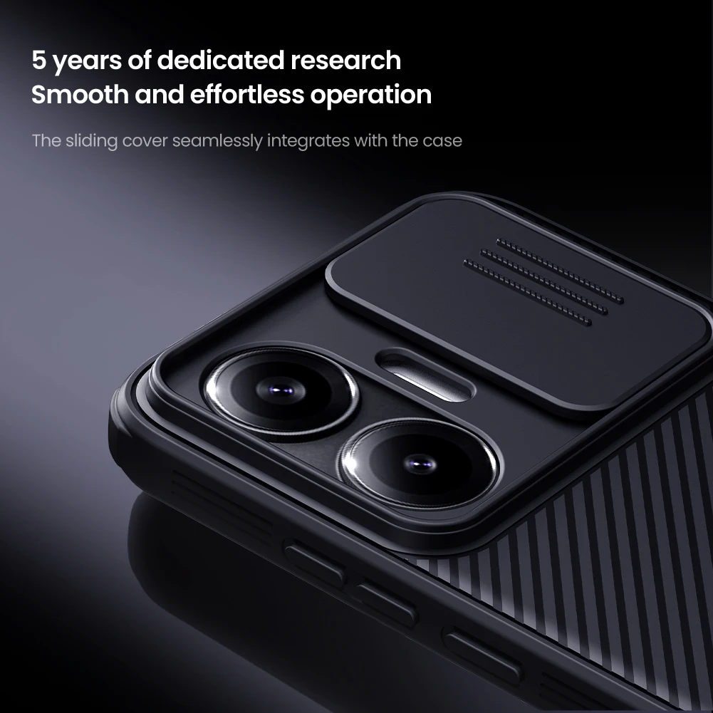 Фото Магнитный чехол NILLKIN для Xiaomi Poco F7, сдвижная крышка камеры, защита конфиденциальности, противоударная 4-угольная подушка безопасности, защита от отпечатков пальцев №3