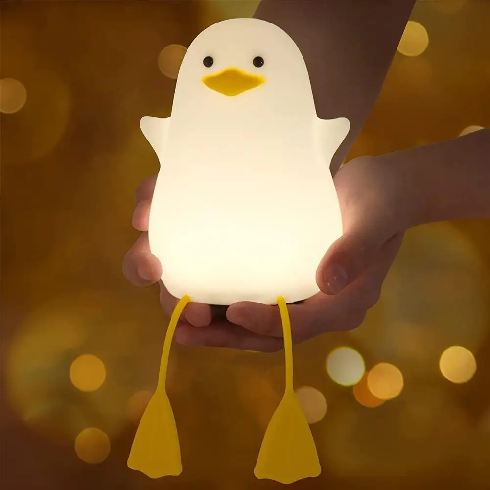 

Cute Duck Shape Night Light With Warm Color Dimming Function 1200mah Rechargeable Lamp With 20 Minutes Timer Touch Control