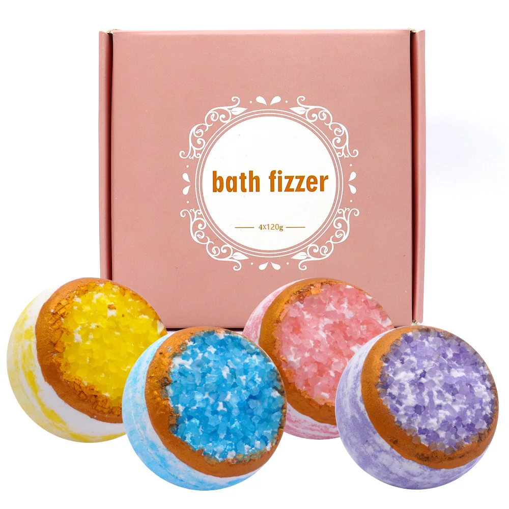 

4/Set Household Bathtub Bubble Ball Cleaning Moisturizing Bubble Bath Explosion Ball Scent Bath Sea Salt Crystal Bath Salt Ball