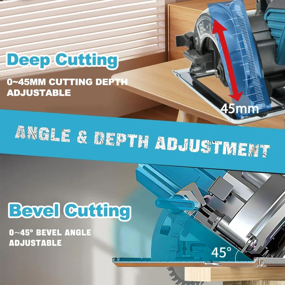 5-дюймовая бесщеточная электрическая циркулярная пила 125 мм регулируемая