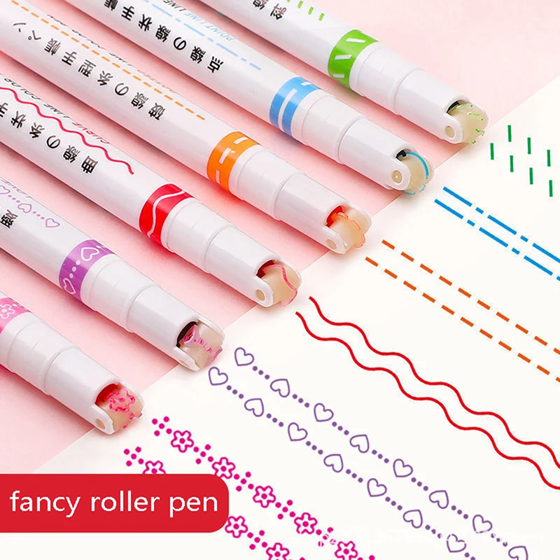 

Забавная двухстрочная маркерная ручка с рисунком, ручка для ручного копирования, многоцветная изогнутая ручка, быстросохнущая маркировка, заметки, роспись, хайлайтер