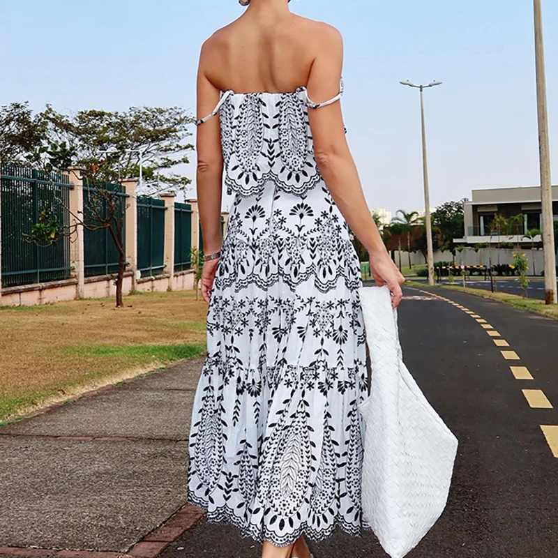 Сексуальные подтяжки с открытыми плечами топы и длинные юбки элегантные костюмы