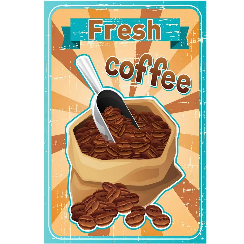 Оловянные металлические знаки в ретро-стиле для свежего кофе настенное