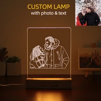personalized custom photo night light usb wooden base diy acrylic lamp christmas wedding anniversary birthday party gift