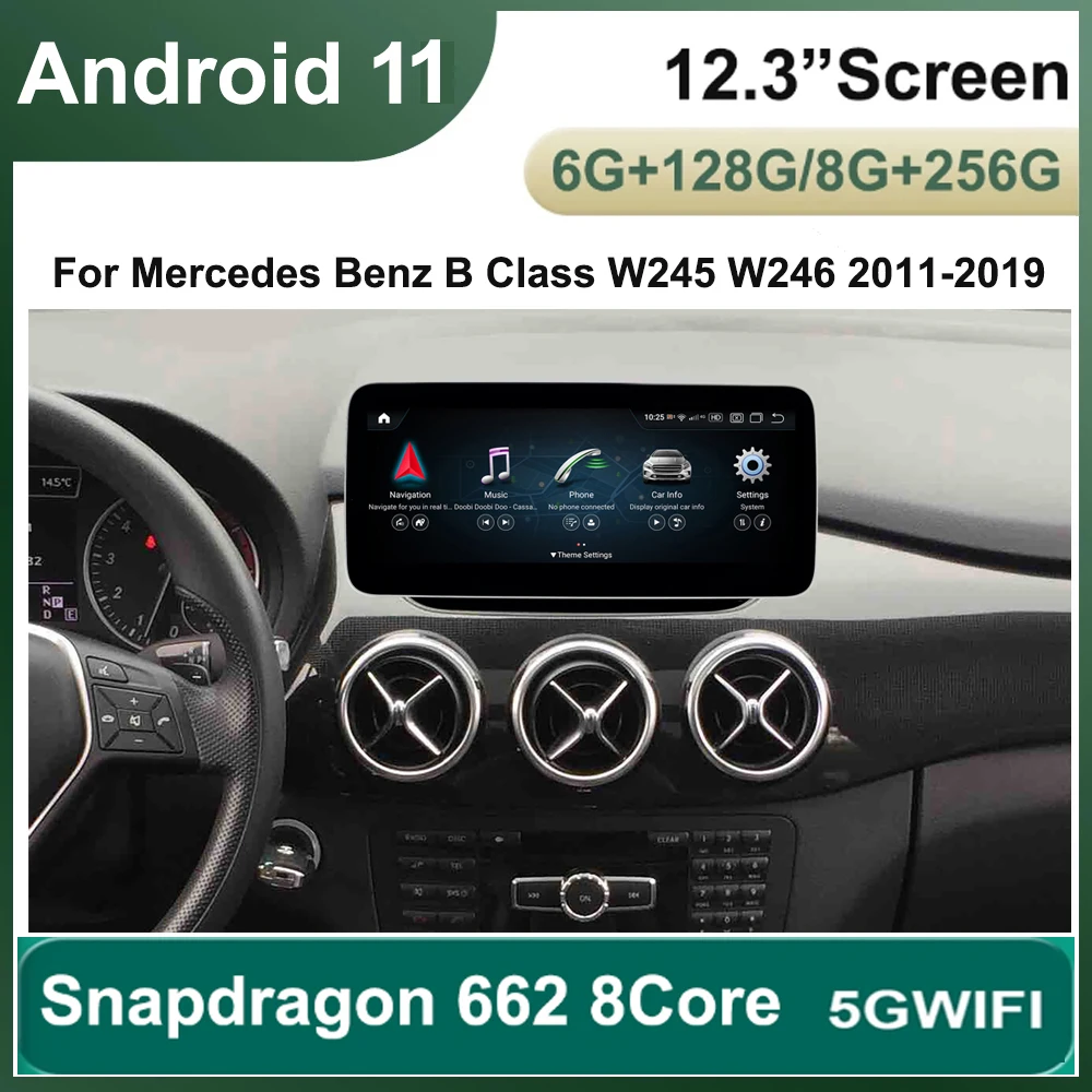 

12.3“ Android 11 8 Core 6G+128G/ 8G+256G 4G LTE Car radio multimedia GPS For Mercedes Benz B Class W245 W246 2011-2018 5G WIFI