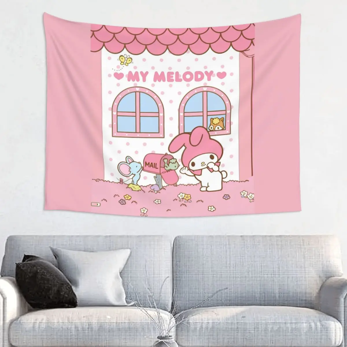 Sanrio Kawaii Hello Kitty аниме гобелен хиппи полиэстер настенный комнатный Декор пляжный