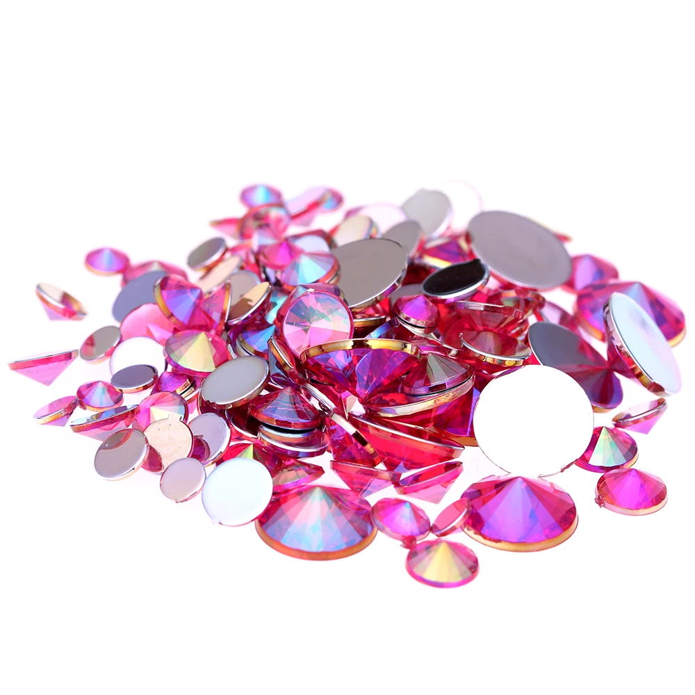 

Акриловые стразы розового цвета 4 мм, 5 мм, 6 мм, 10 мм и смешанные размеры для дизайна ногтей, блестящие украшения для 3D-дизайна ногтей
