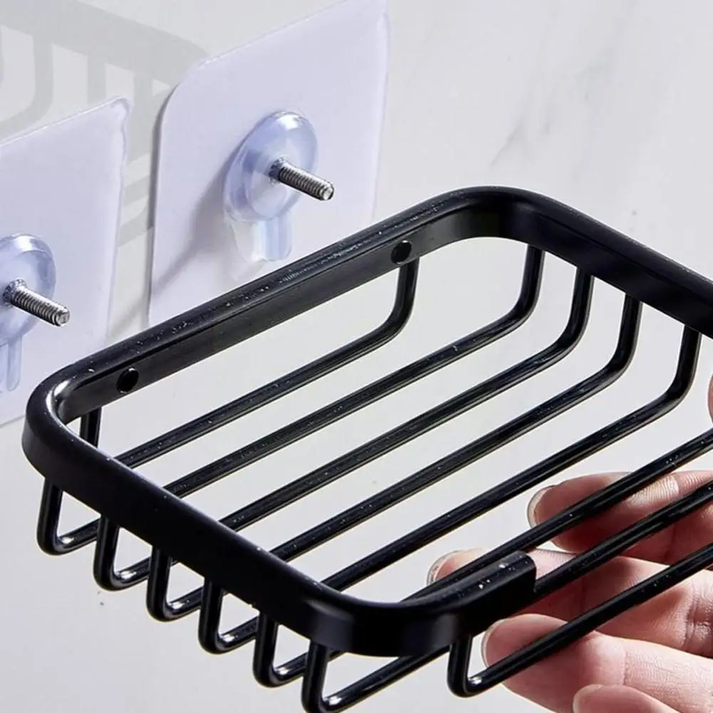 

Wall Mounted Bathroom Soap Dish Holder Kitchen Sponge Organizer Aluminum Self-adhesive Box Basket Rack Soap Home Shelf Stor R0V1