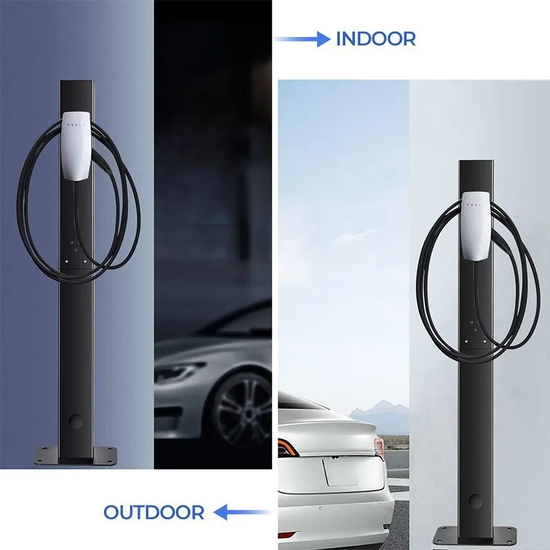 Фото Для Tesla Model 3/Y/S/X подставка для зарядного устройства для электромобилей, уличная зарядная станция для электромобилей, металлический настенный держатель разъема, автоаксессуары №5