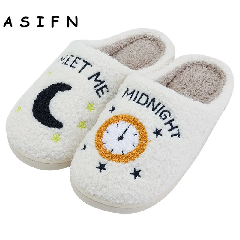

Cute Warm Meet Me At Midnight Slippers Cushion Slides Soft Warm Comfort Flat Fur Woman Cartoon House Slippers Funny Shoes