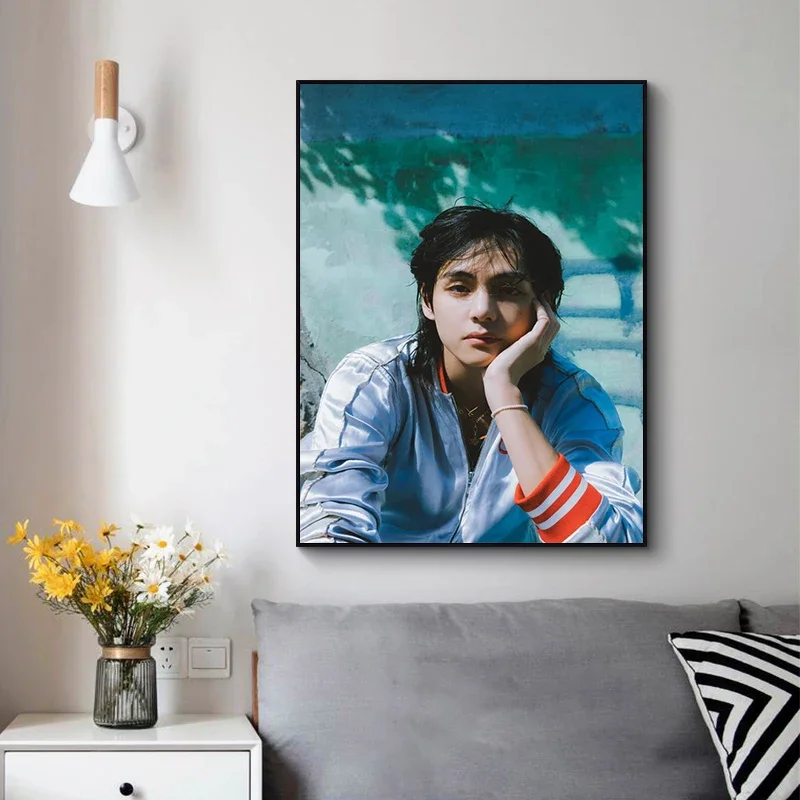 Kpop Star Kim Tae Hyung V Постер С Принтом На Холсте Без Рамы В Корейском Стиле Настенное