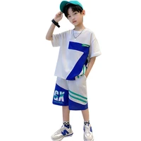 summer boys clothing sets fashion letter topsloose shorts korean kids casual sport streetwear children outfits 6 8 10 12 14year