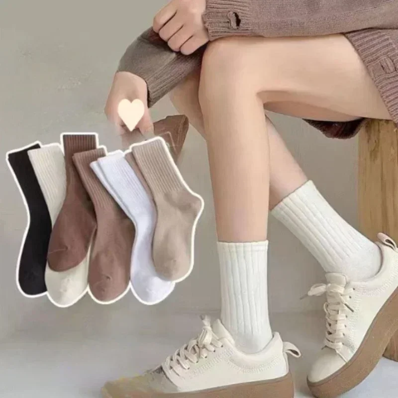 Носки Женские однотонные Длинные до щиколотки дышащие мягкие свободные средней