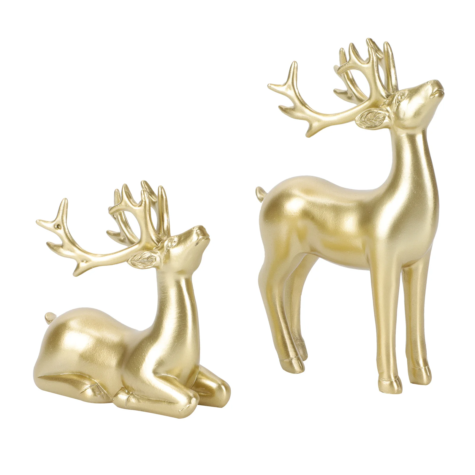 

2pcs Christmas Reindeer Resin Figurines Deer Figurines Small Statues Sculptures Modern Artware Home Decoration Ornament