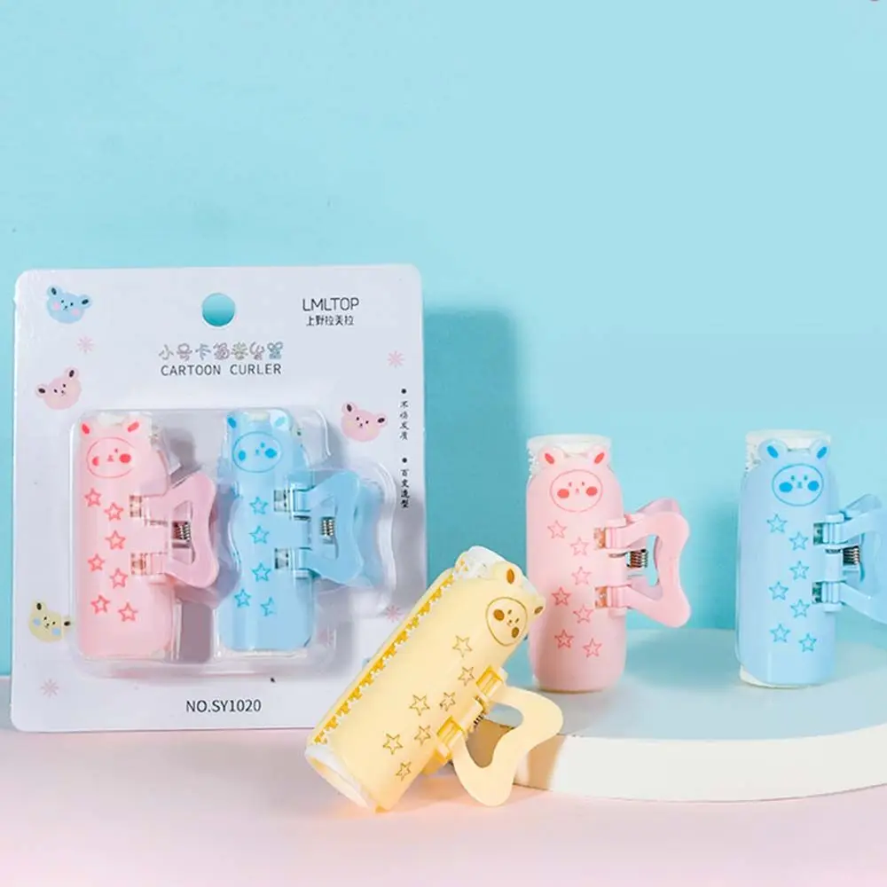 

2 Pcs/Set Adorable Lazy Bangs Roller Cartoon Shaped Hair Roller Set DIY Self-adhesive Fluffy Air Bangs Clip