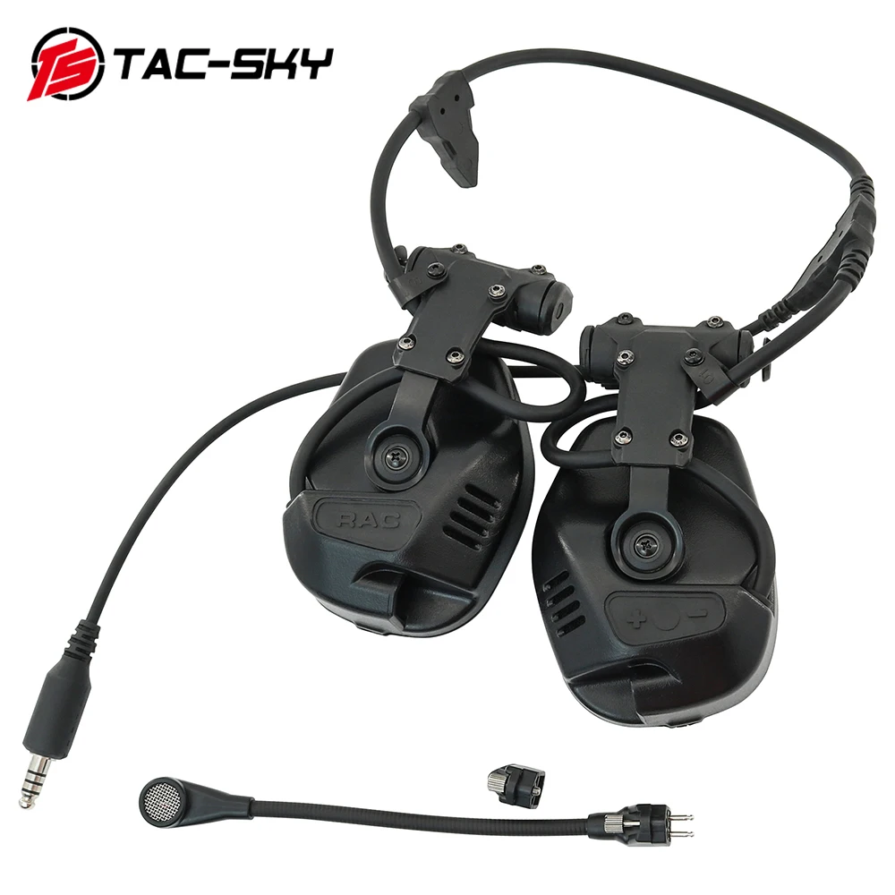 TS TAC-SKY Tactical Electronic Noise Cancelling Silicone Over-Ear RAC Headset with Tactical ARC Rail Adapter Fast Helme