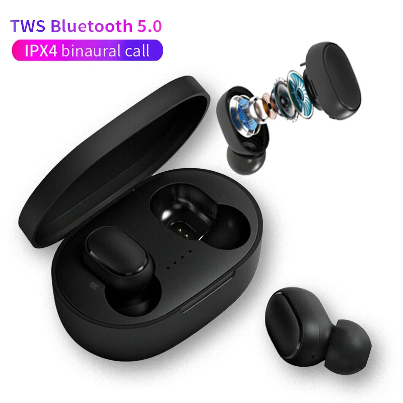 

TWS E6S Bluetooth-наушники; Беспроводные наушники для Xiaomi Redmi с шумоподавлением; Гарнитура с микрофоном; Наушники A6S