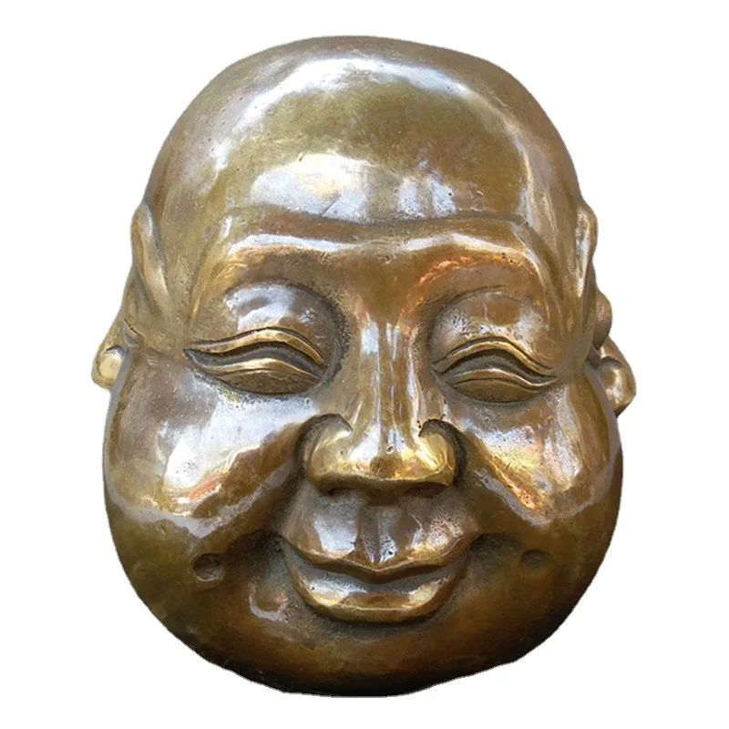 Китайский Бронзовый резьба 4 лицо Будды счастливая Angry грустно удовольствие