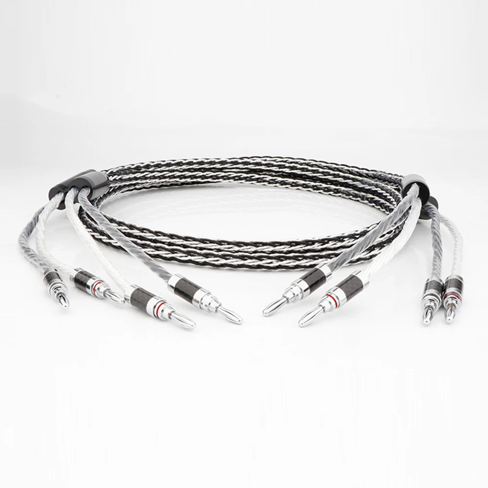 

Pair Hi-End 8CS Speaker Wire Cable HIFI Audiophile Cable Banana To Banana Loudspeaker Cable