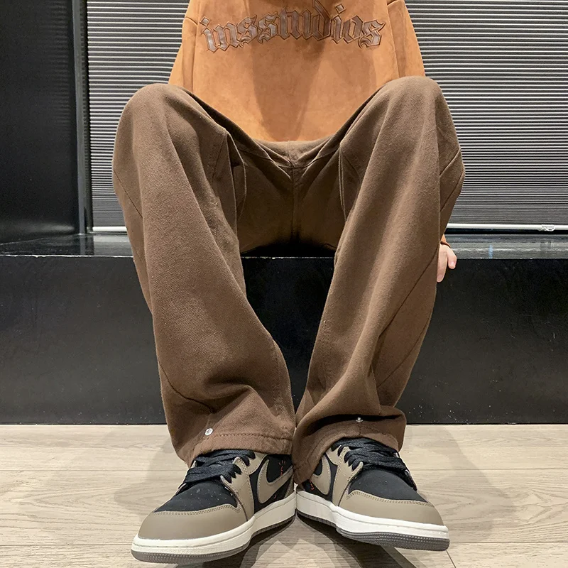 Green Coffee Black Baggy Jeans Men Fashion Retro Straight Jeans Men Japanese Streetwear Hip-hop Loose Denim Pants Mens Trousers