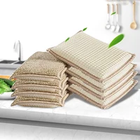 6pcs natural bamboos sponges strong water absorption dish sponge anti grease wipping rags dish brush kitchen cleaning