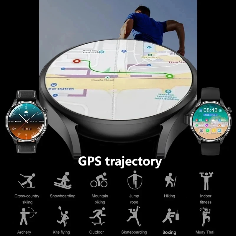 2024 подходит для Android iOS умные мужские часы AMOLED экран высокой четкости Bluetooth звонок