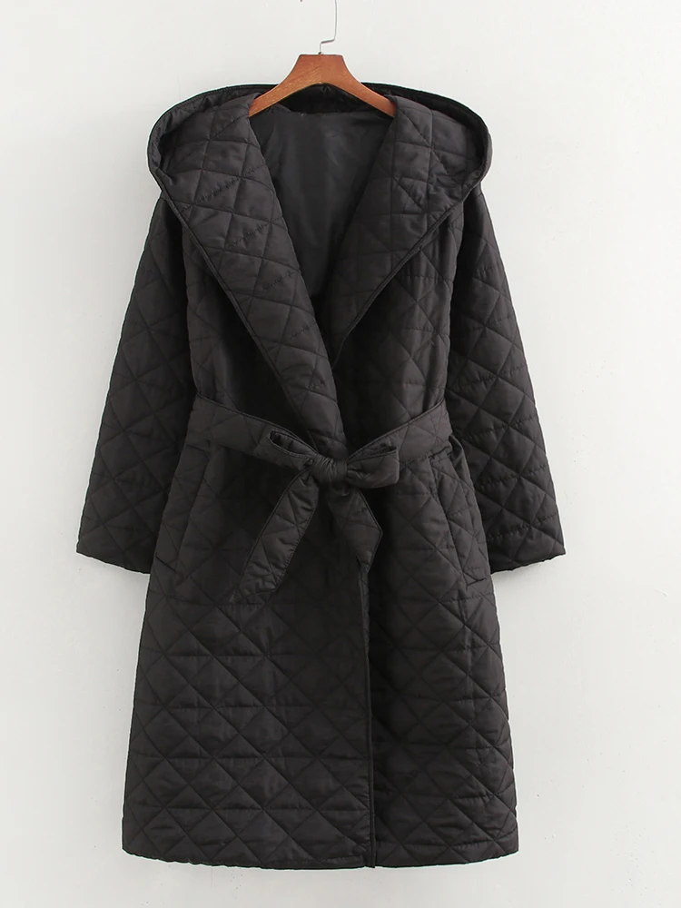 Женская куртка KAOPU ZA с поясом стеганая верхняя одежда длинным рукавом